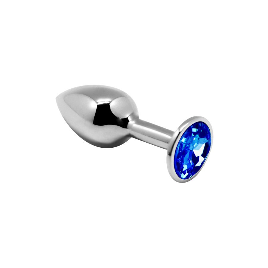 PLUG ANALE METALLO CON BRILLANTE BLU - SMALL